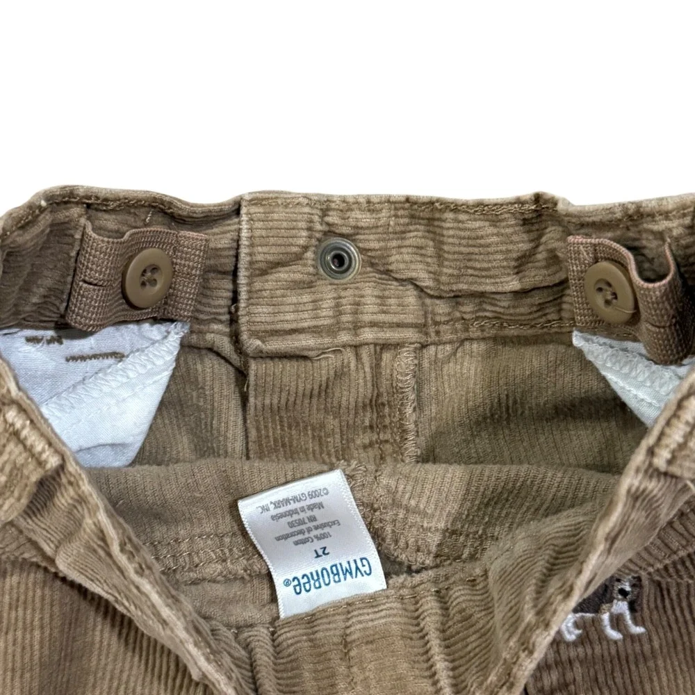 Vintage Gymboree Little Best Friend Corduroy embroidered Dog Pants Adj Waist 2T